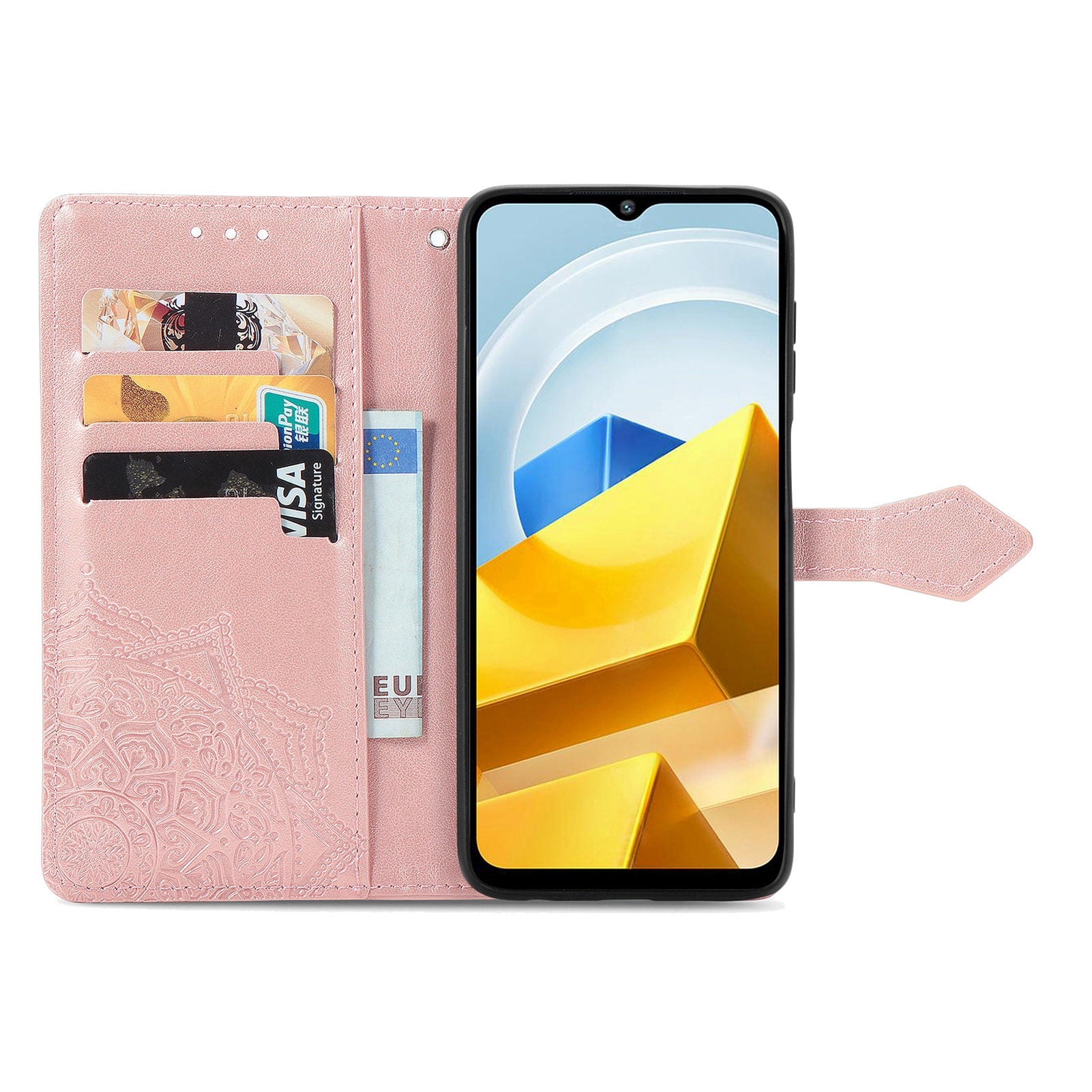 For Xiaomi Poco M5 4G Embossed Mandala Pattern PU Leather Cover Magnetic Closure Stand Flip Wallet Phone Case with Strap For Xiaomi Poco M5 4G Embossed Mandala Pattern PU Leather Cover Magnetic Closure Stand Flip Wallet Phone Case with Strap
